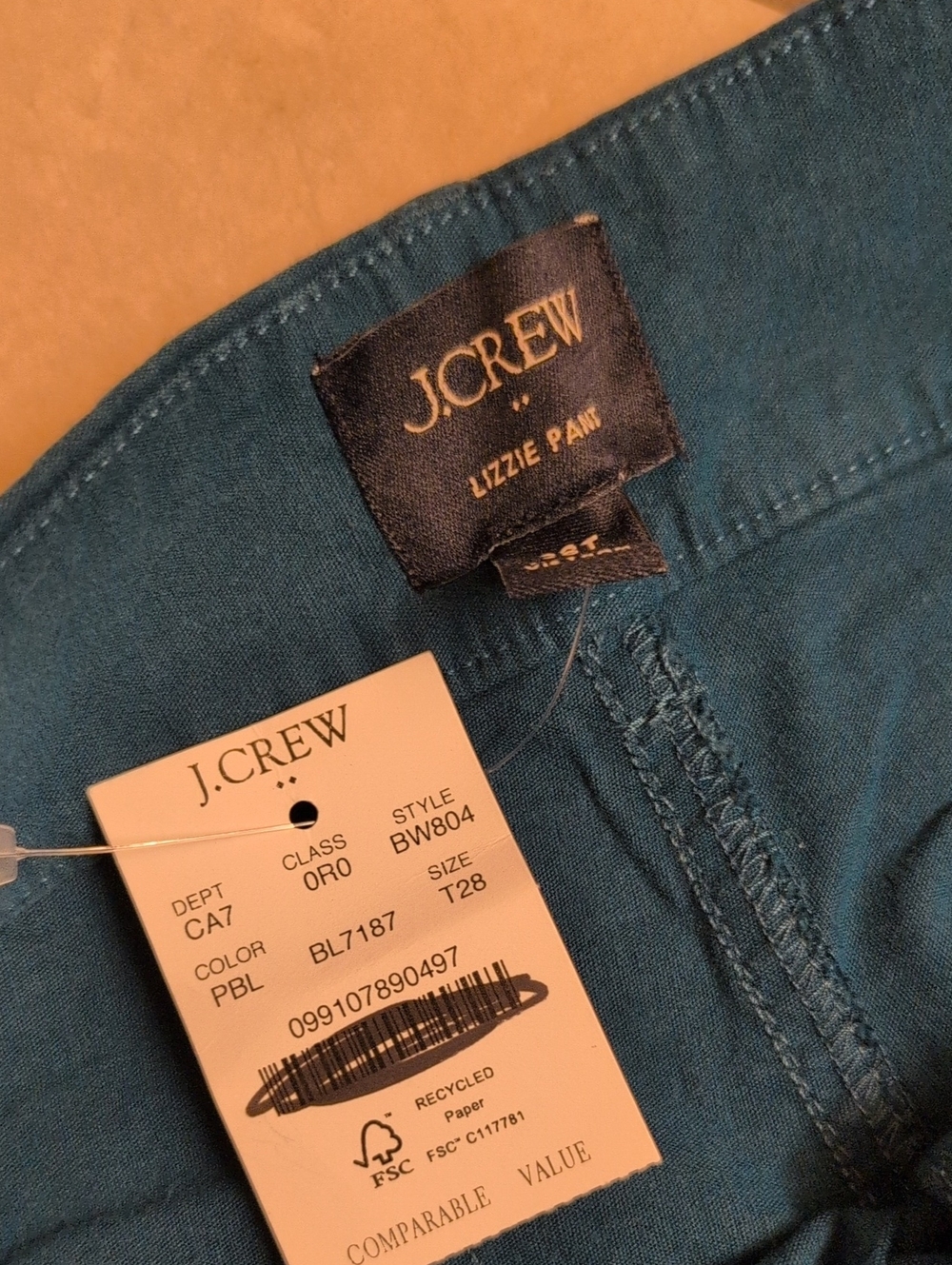 NWT J. Crew Tall Lizzie Wide-leg Pant Patch Pocket Seaport Blue Teal Size 28T - Picture 5 of 10
